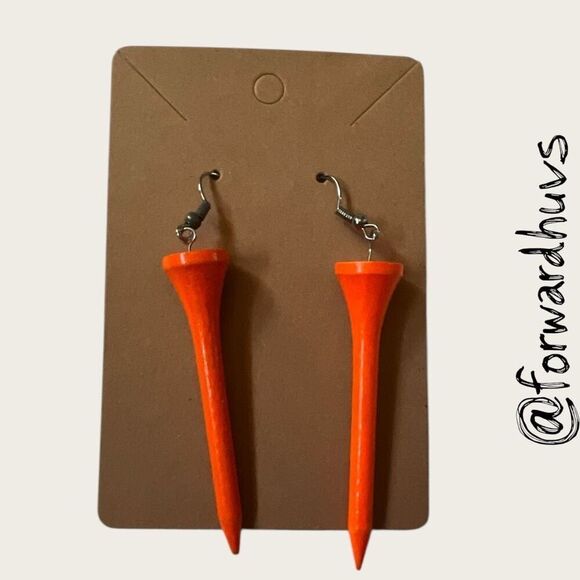 Bundle Sale 3 for $15 | Orange Golf Tee Dangle Earrings - Picture 1 of 6
